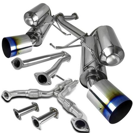 Spec-D Tuning MFCAT3-G35032 Dual Catback Exhaust System Burnt Tip For 03 To 07 Infiniti G35; 11 X 30 X 44 In.